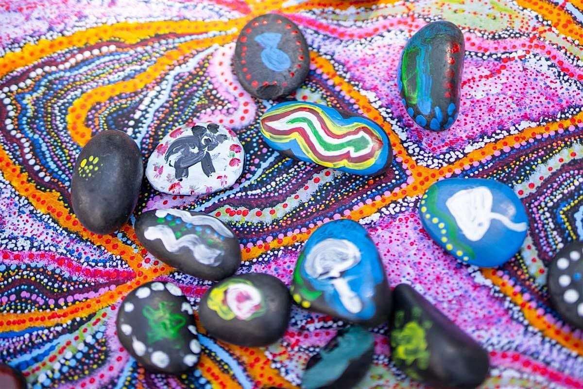 NAIDOC Week stone art workshop with Aunty Jude Jarrett - Gai-mariagal Festival 2025 - Northern Sydney Region